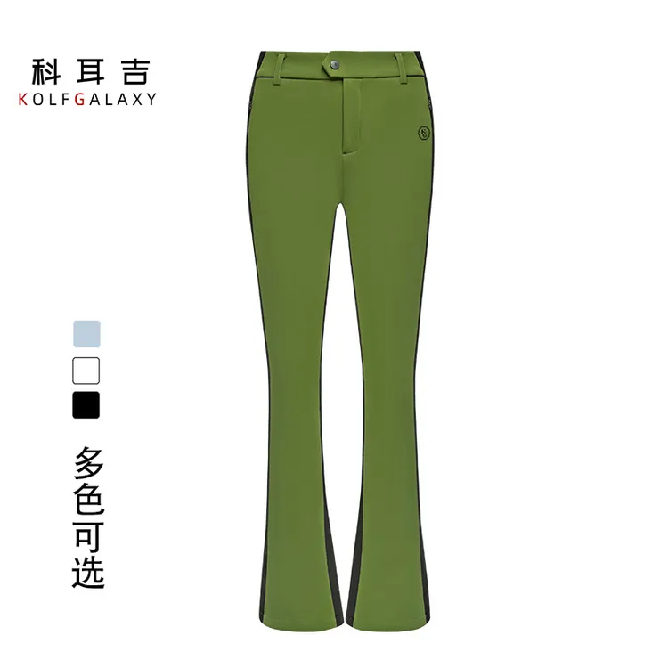 科耳吉 高尔夫女装长裤秋冬款加绒保暖裤运动女弹力修身微喇裤