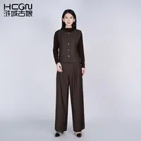 秋季气质国风休闲舒适纯色显瘦时尚女套装WH05007125+WK05007125