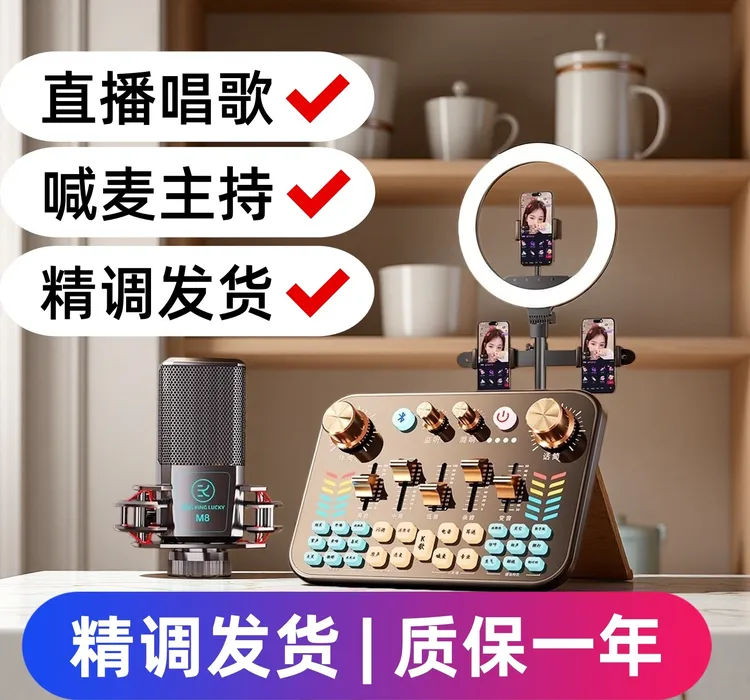 V19直播声卡游戏录音唱歌专业设备台式电脑手机麦克风直播全套