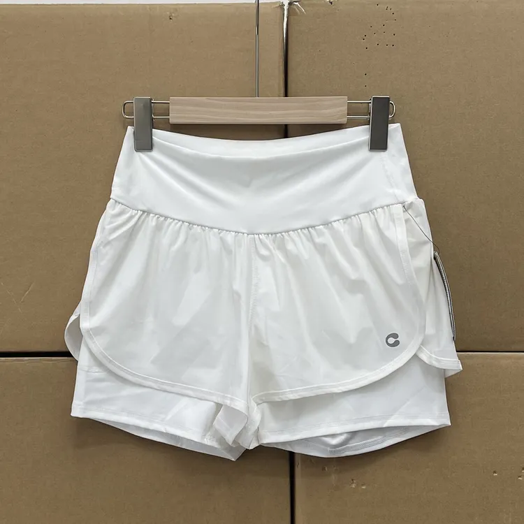 外贸沅货！！假两件运动短裤健身跑步防走光防卷高腰速干女