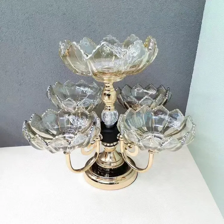 [藏区邮政包邮]新款水晶果盘坚果盘可旋转多功能果盘