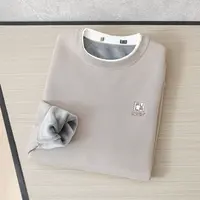 华夫格纹理H系撤柜男装卡其色加绒卫衣男款加厚冬季保暖上衣