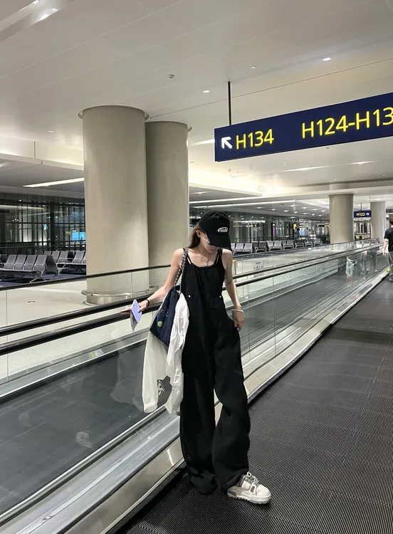 【陶格】复古工装阔腿拖地休闲宽松背带裤TG25B2K1461