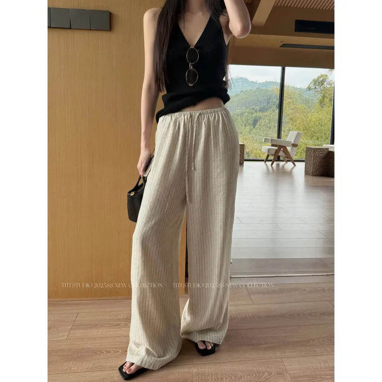 TITI - STUDIO“超绝松弛感”细腰头日常百搭阔腿休闲薄款长裤