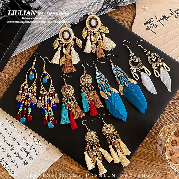 铜合金亚克力耳饰 波西米亚民族风耳环女新款度假显脸小耳钉耳饰