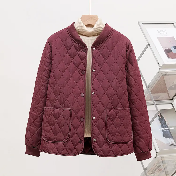 内胆棉服女秋冬加绒保暖棉衣妈妈内穿宽松立领短款棉袄外套