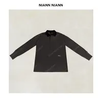  NiannNiann 新款女装简约松弛感纯棉拼接领水洗翻领POLO 16201