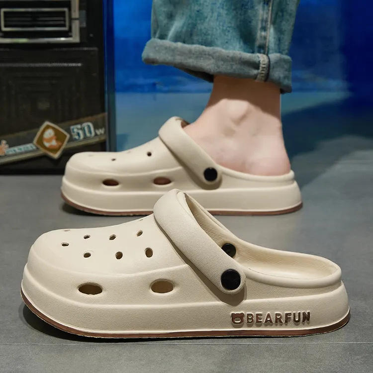 猫力户外休闲防滑洞洞鞋男款夏季外穿2025新款防臭包头凉拖鞋男士