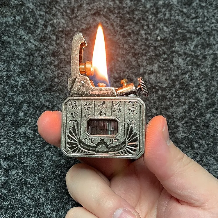 透明油仓煤油打火机 自动弹射打火机 一键点火按压打火机 包邮