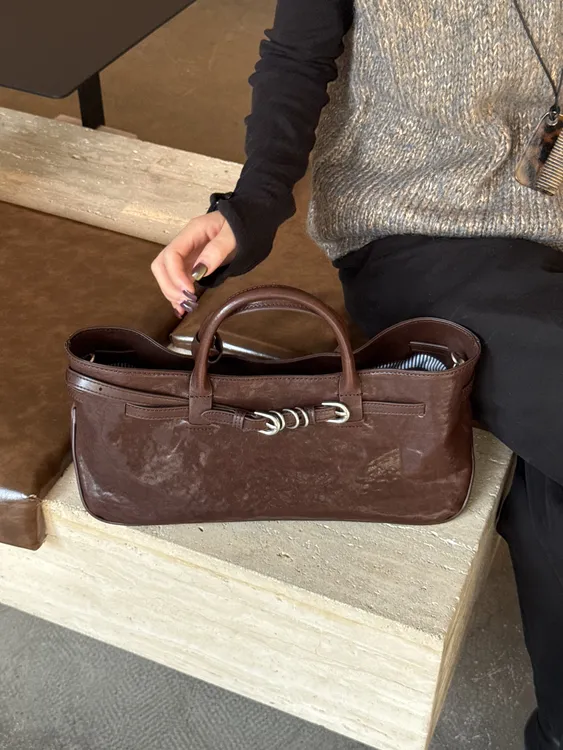 ZEUGEE【皮带扣横版托特】小众设计韩版植鞣头层牛皮单肩手提斜跨包