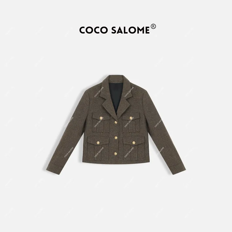 韩彬彬"可可托海"冬季口袋设计韩系时尚穿搭女士短款外套3099-5