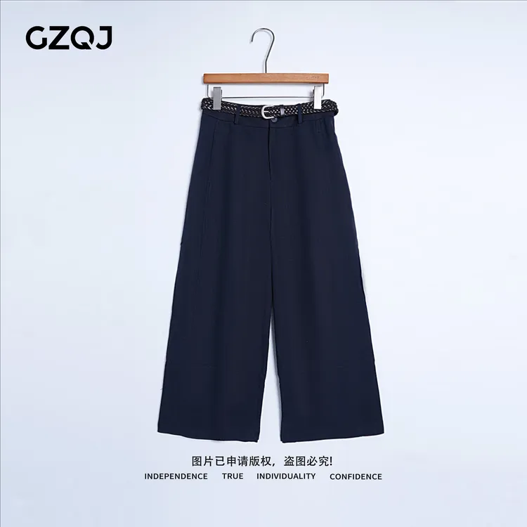 老琴私服【轻松随性】欧若风天丝亚麻直筒显瘦垂感休闲八分裤子7501