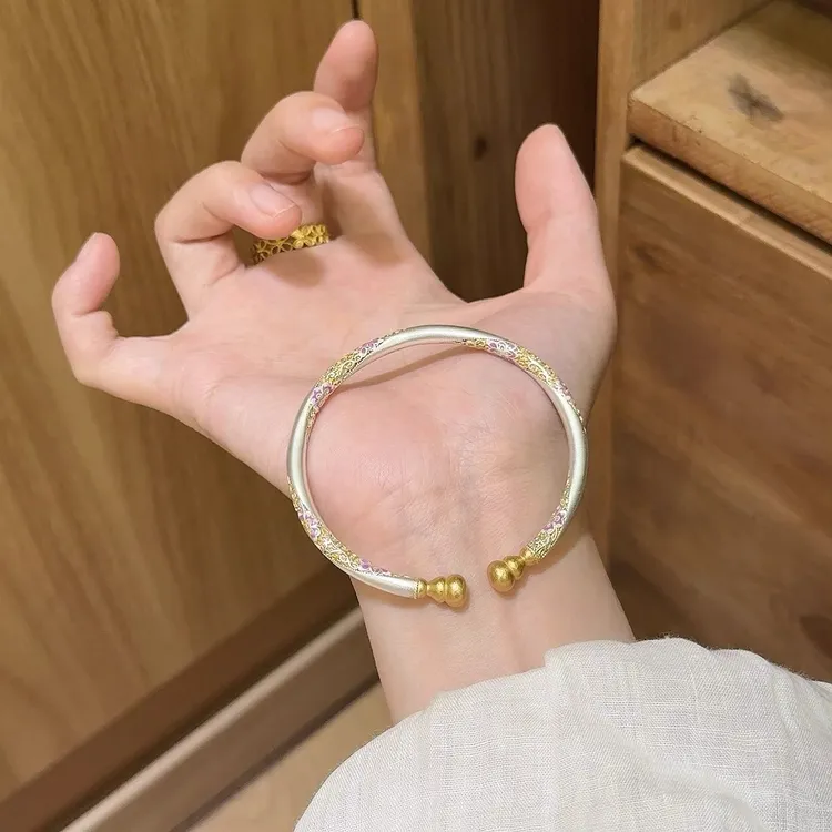 银新中式复古精致手工珐琅彩葫芦银手镯送女友礼物高级感时尚