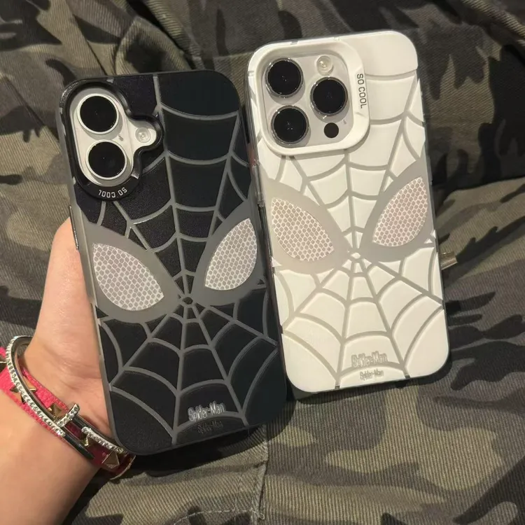 黑白蜘蛛侠适用苹果16pro手机壳15华为pura70vivo彩银oppo个性