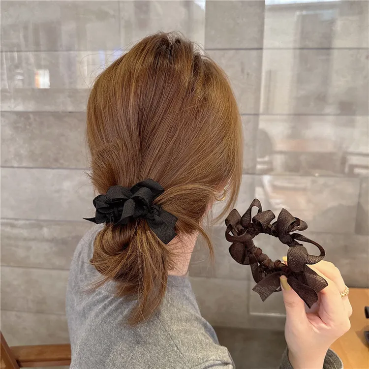 东大门同款蝴蝶结褶皱发圈女发量少发绳扎头皮筋百搭头花头绳发饰
