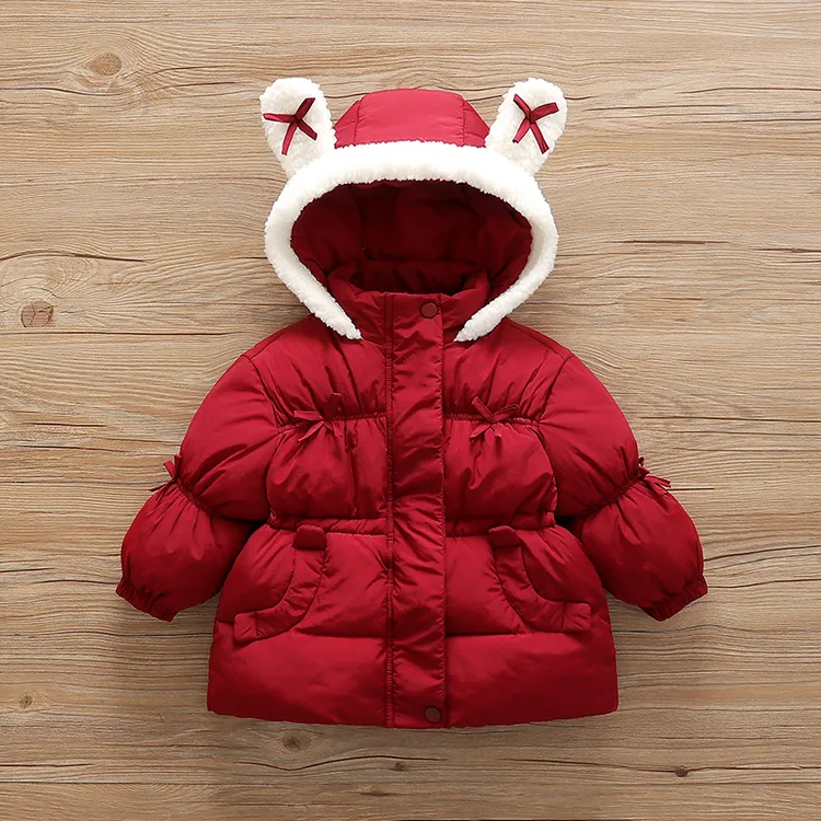 儿童连帽棉袄1-3岁4中长款棉服女加厚宝宝国潮新风保暖冬季女童潮
