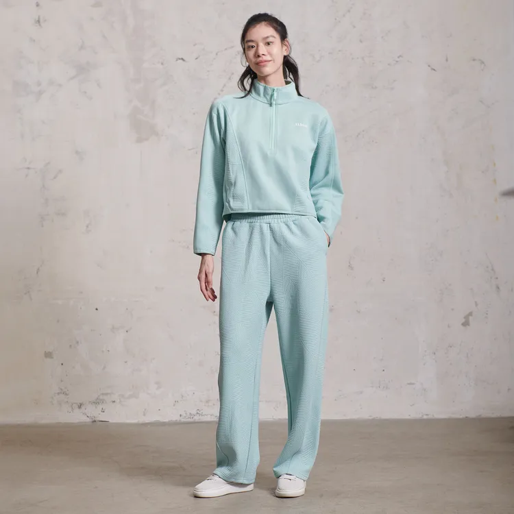 YLI【休闲套装】五明治香蕉裤立体提花抗静电户外休闲半拉链卫衣女