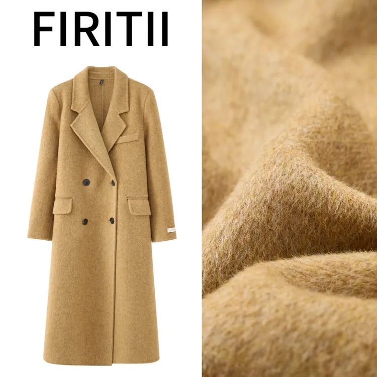 FIRITII【暮云玫瑰】长款韩版过膝气质休闲显瘦正肩羊毛外套998