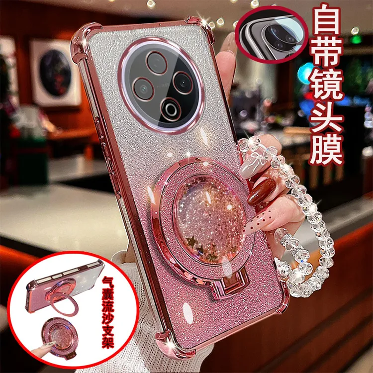 华为vivo y500手机壳镜头全包边气囊防摔保护套女款流沙支架
