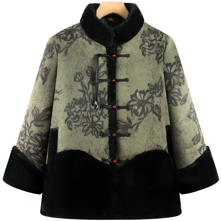 中老年女装冬装保暖棉衣加肥加大码妈妈装加绒棉袄老人衣服奶奶装