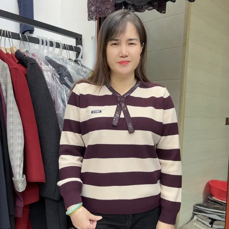 3秋冬季新款爆款百搭时尚修身条纹长袖上衣9713