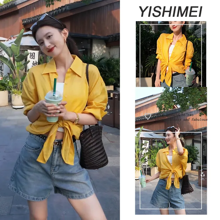 夏季搭配一整套时尚今年流行套装超火简约衬衫上衣牛仔短裤两件套
