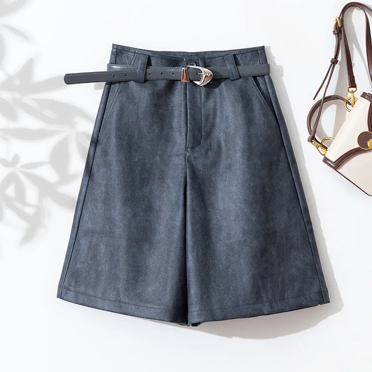 腔调感十足靴裤五分裤千寻皮A字潮流短裤女秋冬牛仔显瘦中裤靴裤