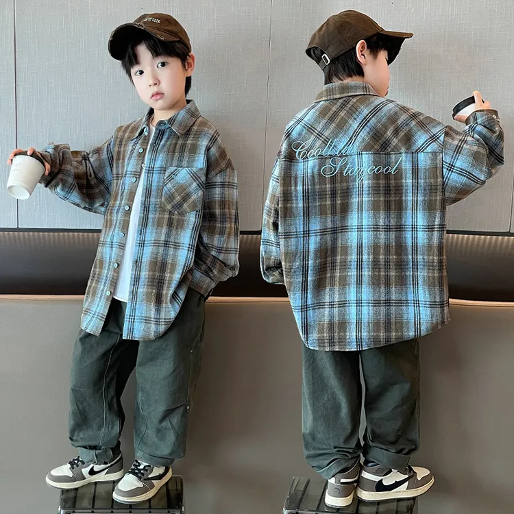 儿童装男童外套春秋款2025新款秋装衣服酷帅衬衫男孩秋季中大童潮