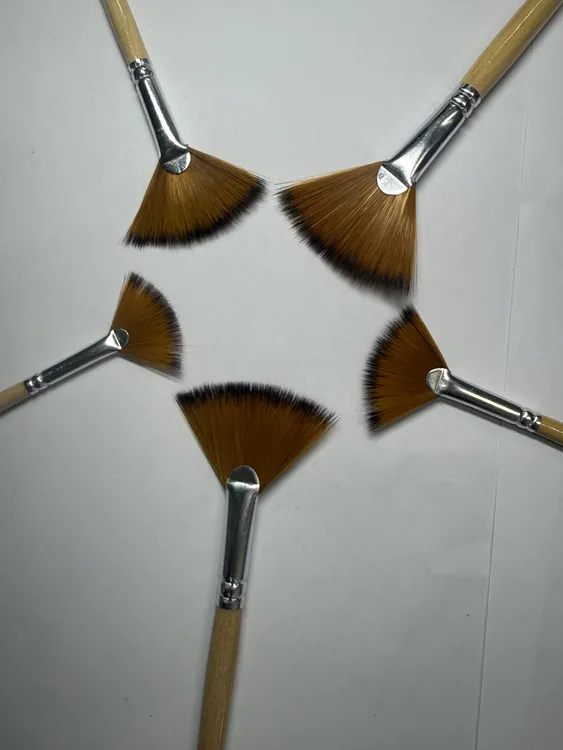 5支扇形木杆尼龙毛笔厂家直销勾线笔外贸出口画笔扇形笔扇形画笔