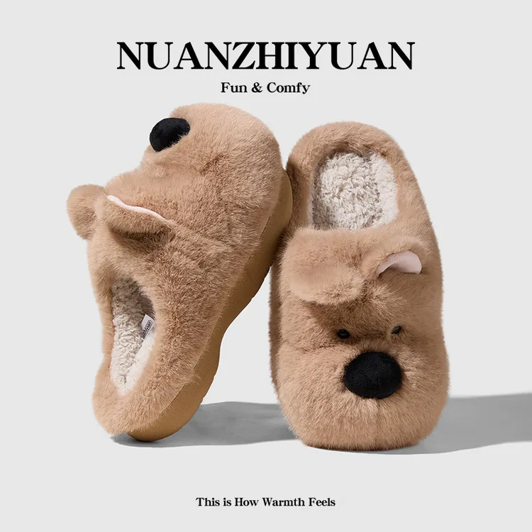 暖之缘高地小狗拖鞋男女可爱情侣防滑居家毛毛鞋冬季防滑保暖棉拖