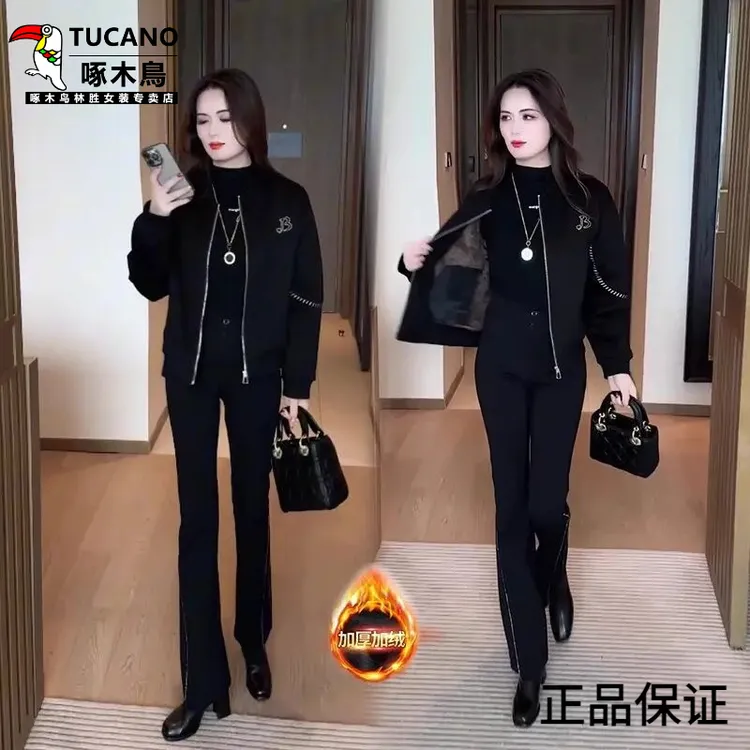 啄木鸟短款女装秋冬外套2024新款今年流行时尚百搭洋气春秋加绒加