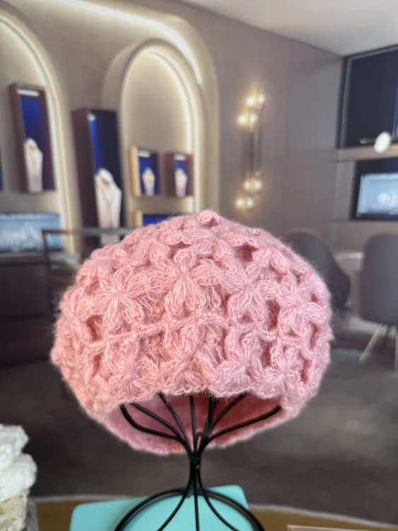 包头帽针织帽街头风包头盆帽贝雷帽花朵帽子秋冬