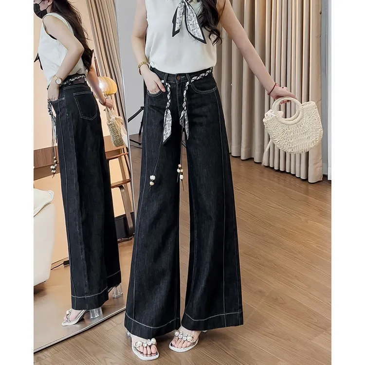 200复古高腰阔腿牛仔裤女秋季水洗宽松显瘦垂感休闲慵懒百搭长裤