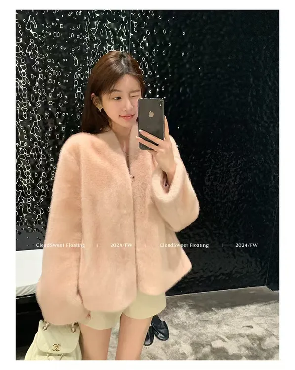 人造皮草 爆款2024秋冬款温柔风气质百搭外套气质环保毛