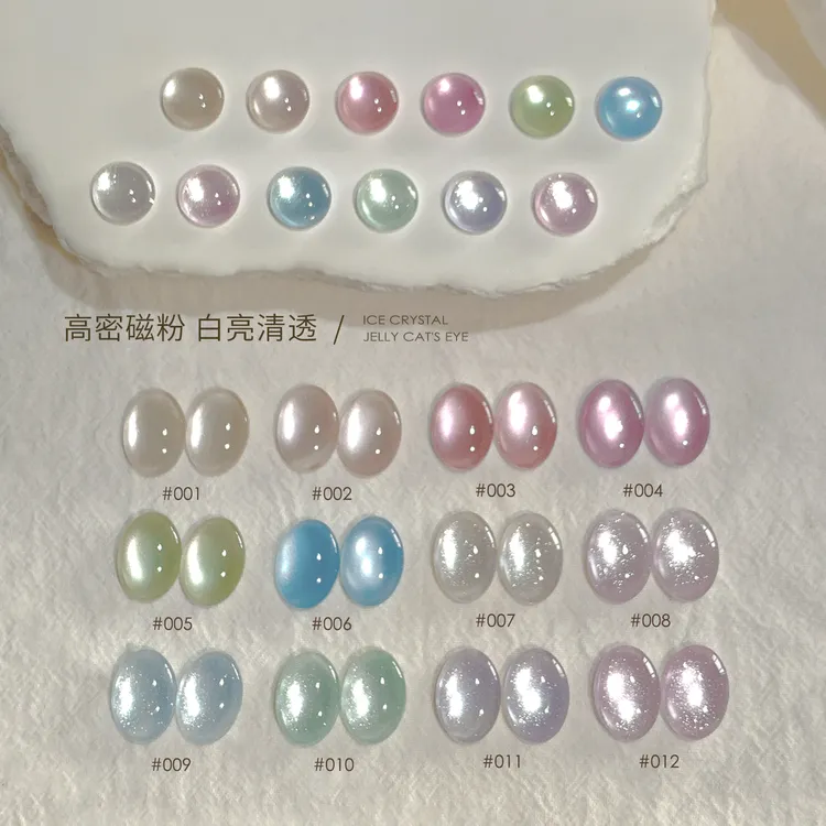 恩妮诗爆闪冰晶果冻猫眼高光细腻玻璃珠网红瓷白显白美甲指甲油胶