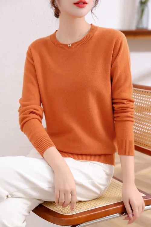【100纯羊毛】秋冬新女士全羊毛衫圆领纯色基础内搭打底针织衫毛衣