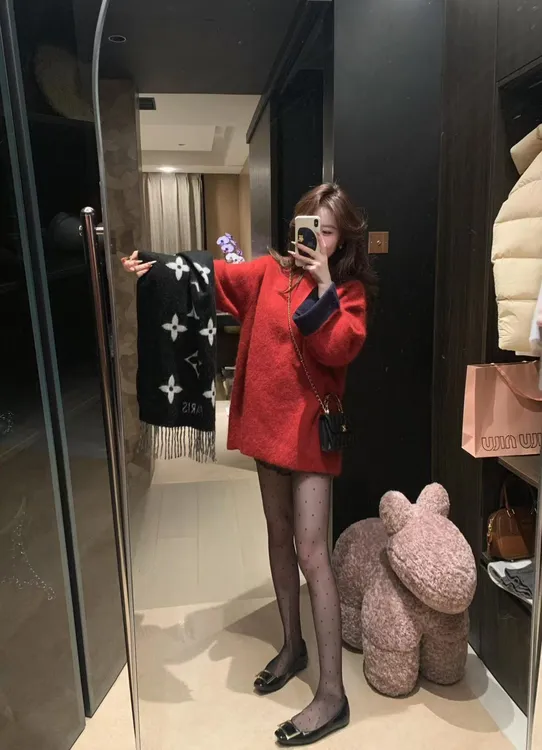 冬季氛围感新年红色开运红毛衣女减龄百搭慵懒风显瘦时髦针织长袖