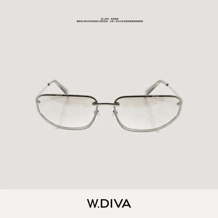 W.Diva【时髦镜】超复古时髦Y2K曲面屏银框太阳镜50M232514