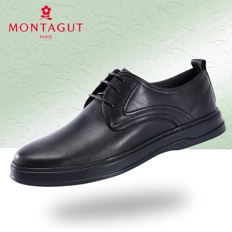 梦特娇男鞋2025秋季新款正品商务休闲真皮舒适软底软面轻便皮鞋男