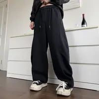 【YUZE】冬季复古拼接立体裁剪运动裤加绒加厚款宽松休闲直筒裤M189