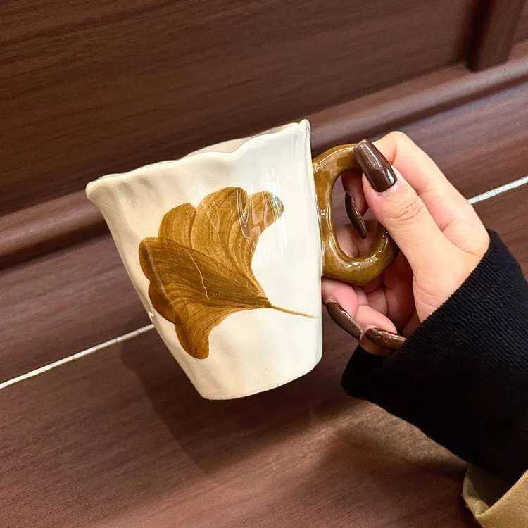 创意复古马克杯高温釉下彩早餐杯深盘办公家用好看喝水杯子