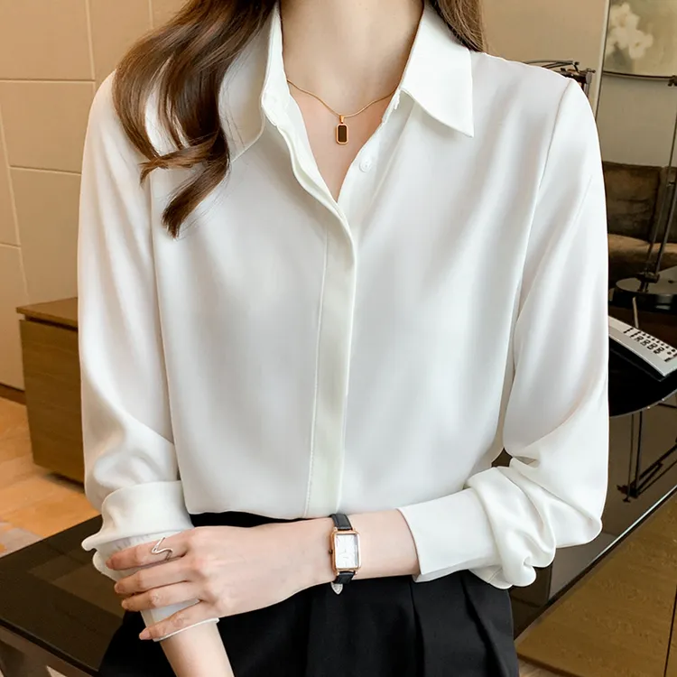 缎面衬衫2025秋季新款职业气质衬衣女高级感轻奢法式宽松显瘦上衣