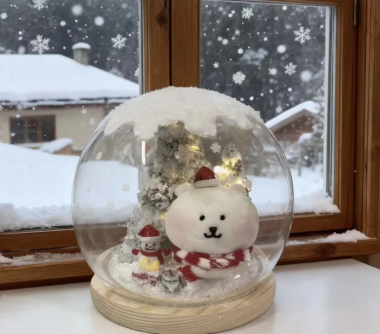 自嘲熊圣诞礼物水晶球发光夜灯平安小夜灯材料包DIY手工