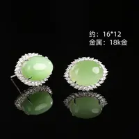 本真 | 大传承臻品和田玉高色黑羊洞猫眼大蛋面耳饰