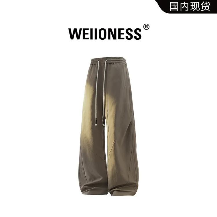 WEIIONESS日系提花休闲裤男秋季新款百搭柳叶裆宽松大码垂感长裤
