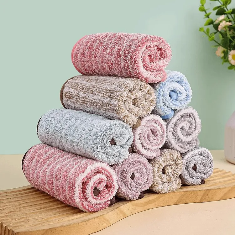 厨房抹布不沾油不掉毛擦桌布洗碗清洁加厚吸水毛巾家务去污百洁布