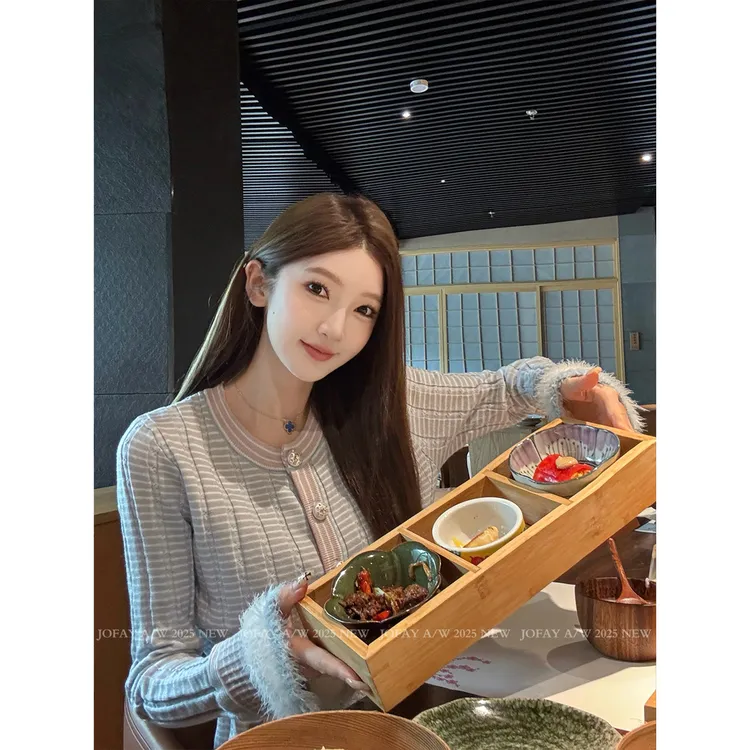 【CHASINGLIGHT】|软软香香女孩|小香拼接针织开衫 M1296