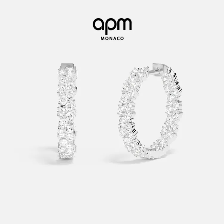 [新品] APM Monaco密镶圈形耳环简约明星同款饰品小众高级感