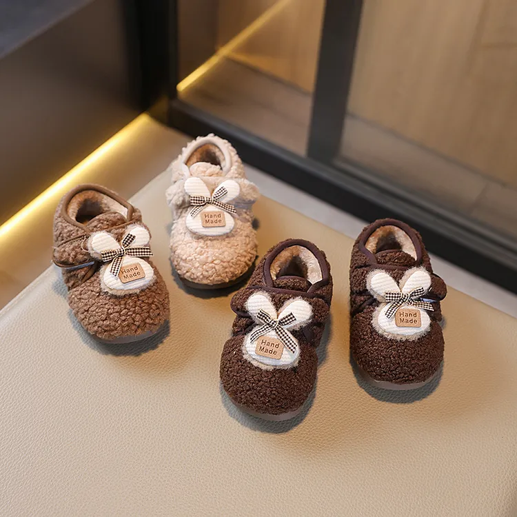 宝宝卡通棉鞋冬季新款女童个性毛毛鞋中小童保暖鞋女孩萌兔勃肯鞋