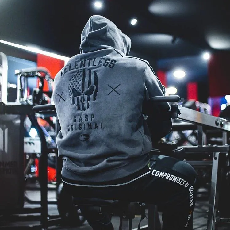 原版 盖世 大使限定款灰色骷髅外套男士运动健身休闲训练复古潮流